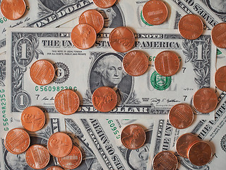 Image showing Dollar coins and notes