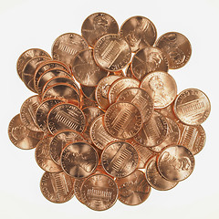 Image showing Dollar coins 1 cent wheat penny cent