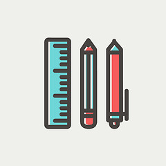 Image showing School supplies thin line icon