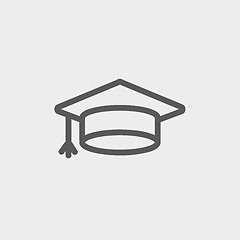 Image showing Graduation cap thin line icon