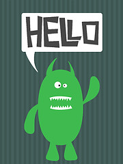 Image showing Illustration of a monster saying hello