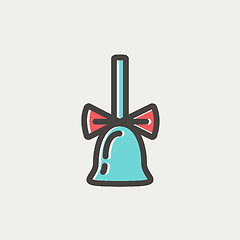 Image showing School bell with ribbon thin line icon