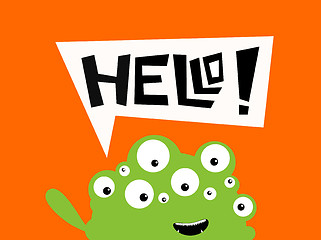 Image showing Illustration of a monster saying hello