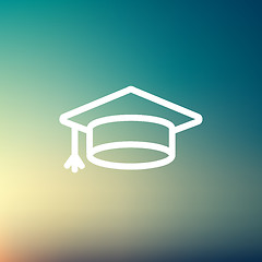 Image showing Graduation cap thin line icon