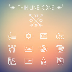 Image showing Education thin line icon set