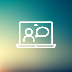 Image showing Video chat online thin line icon