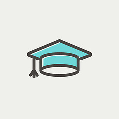 Image showing Graduation cap thin line icon