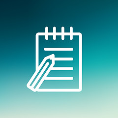 Image showing Writing pad and pen thin line icon