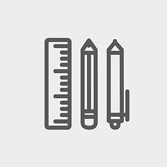 Image showing School supplies thin line icon