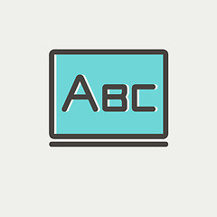 Image showing Big letters ABC on the blackboard thin line icon