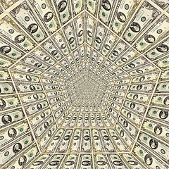 Image showing dollar pattern with flame on the background