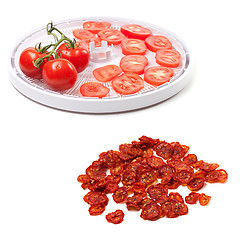 Image showing Fresh tomato prepared to dehydrated and dried slices