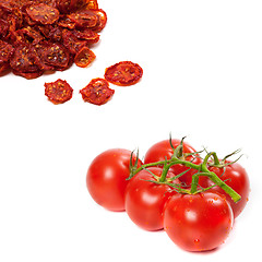 Image showing Fresh ripe and dried tomatoes