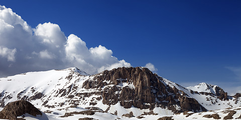 Image showing Panoramic view of snowy rocks in nice day