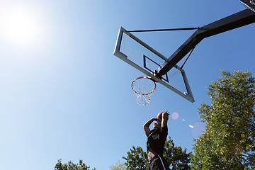 Image showing Basketball Dunk Outdoors