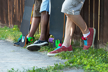 Image showing Longboarders Hanging Out