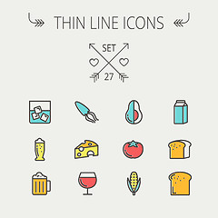 Image showing Food and drink thin line icon set