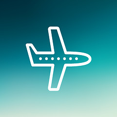 Image showing Flying airplane thin line icon