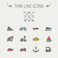 Image showing Transportation thin line icon set