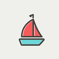 Image showing Sailboat thin line icon