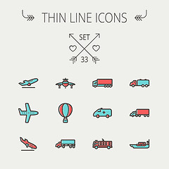 Image showing Transportation thin line icon set