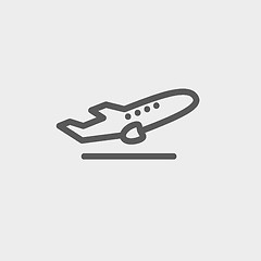 Image showing Airplane takeoff thin line icon