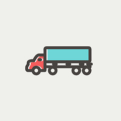 Image showing Cargo truck thin line icon