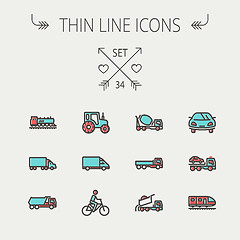 Image showing Transportation thin line icon set