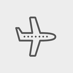 Image showing Flying airplane thin line icon