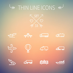 Image showing Transportation thin line icon set