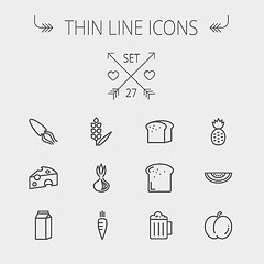 Image showing Food and drink thin line icon set