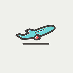 Image showing Airplane takeoff thin line icon