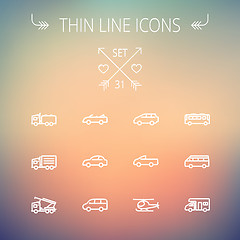 Image showing Transportation thin line icon set