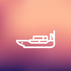 Image showing Cargo ship with container thin line icon