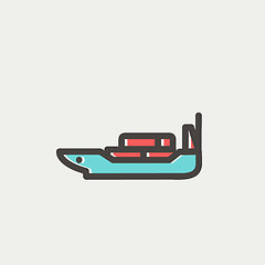 Image showing Cargo ship with container thin line icon