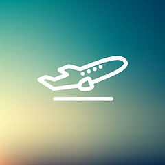 Image showing Airplane takeoff thin line icon