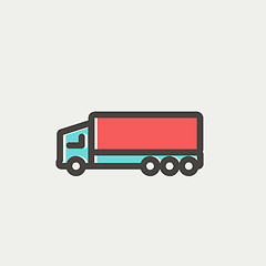 Image showing Trailer truck thin line icon
