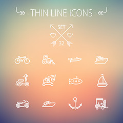 Image showing Transportation thin line icon set