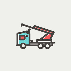 Image showing Towing truck thin line icon