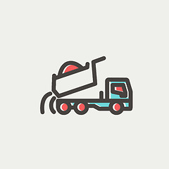 Image showing Dump truck thin line icon