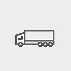 Image showing Trailer truck thin line icon