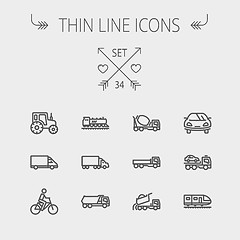 Image showing Transportation thin line icon set