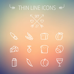 Image showing Food and drink thin line icon set