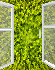 Image showing opened window to the green abstraction