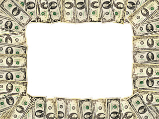 Image showing Frame from dollars isolated on the white