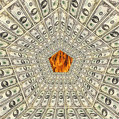 Image showing dollar pattern with flame on the background