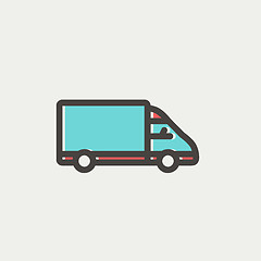 Image showing Delivery van thin line icon