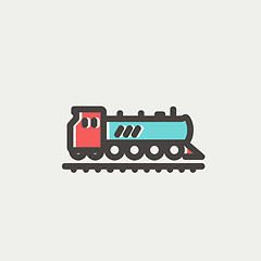 Image showing Railroad train thin line icon