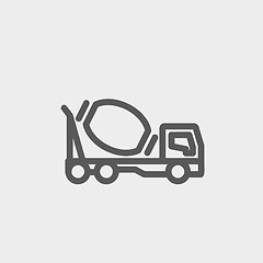 Image showing Concrete mixer truck thin line icon