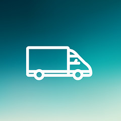 Image showing Delivery van thin line icon